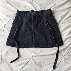 NWOT Black Denim Mini Skirt with Pockets